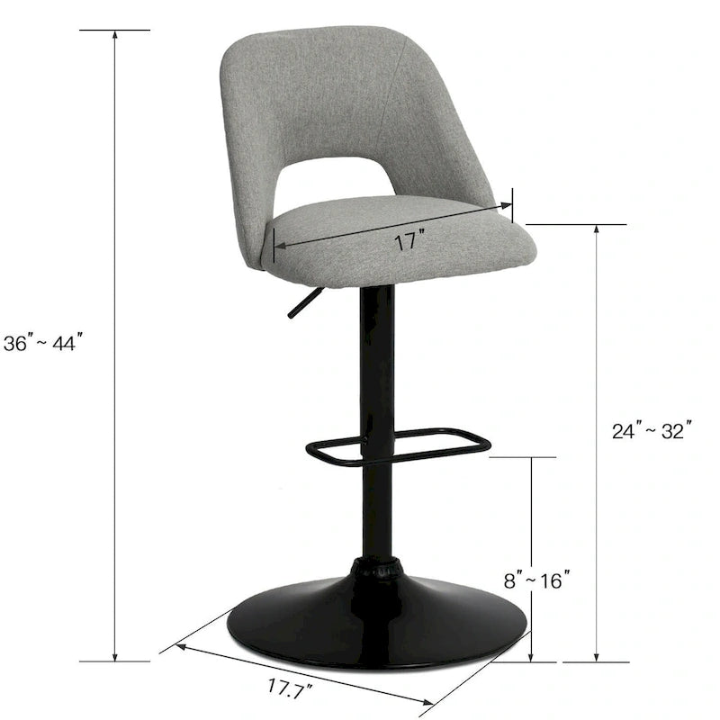 17.7 größerer Sockel, höhenverstellbarer Drehbarhocker aus Vinyl, 2er-Set – 32x17x17