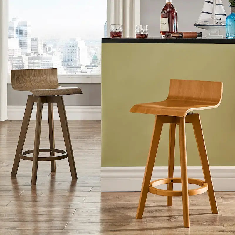 Ellery Drehbarer Holz-Hocker im Mid-Century-Modern-Stil (2er-Set) iNSPIRE Q Modern
