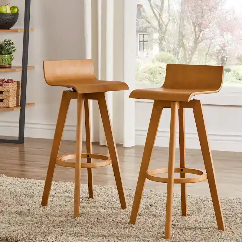 Ellery Drehbarer Holz-Hocker im Mid-Century-Modern-Stil (2er-Set) iNSPIRE Q Modern