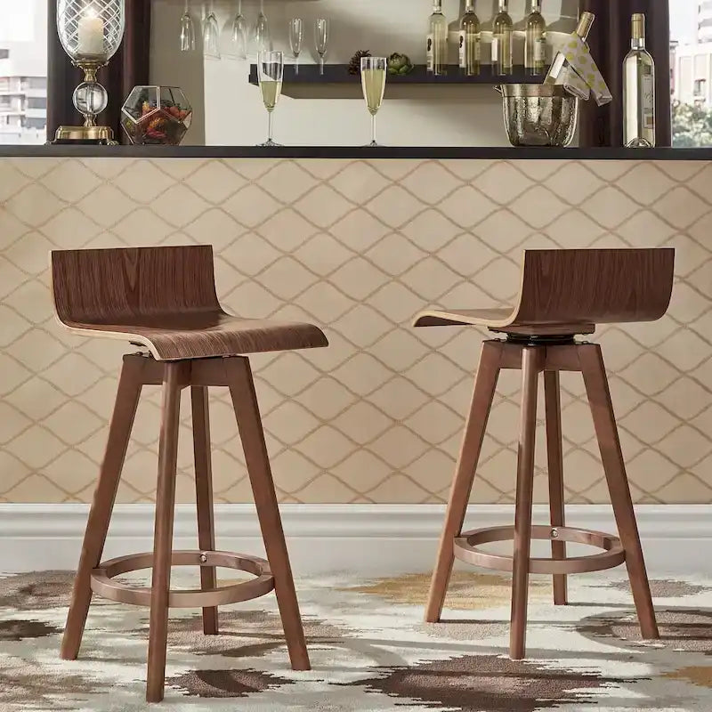 Ellery Drehbarer Holz-Hocker im Mid-Century-Modern-Stil (2er-Set) iNSPIRE Q Modern