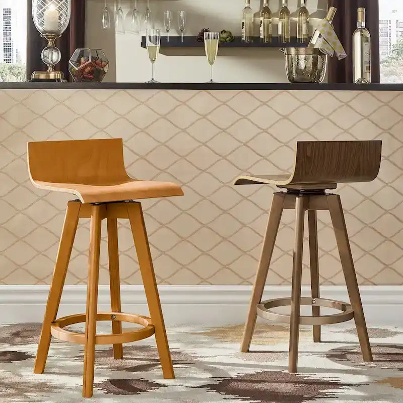 Ellery Drehbarer Holz-Hocker im Mid-Century-Modern-Stil (2er-Set) iNSPIRE Q Modern