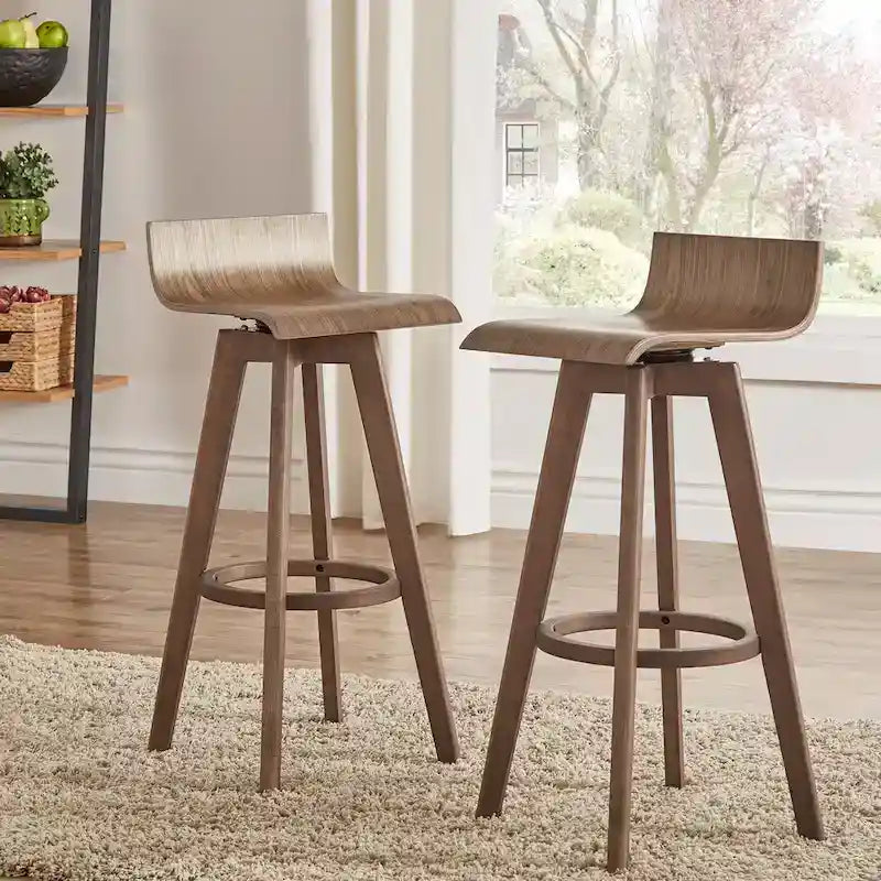 Ellery Drehbarer Holz-Hocker im Mid-Century-Modern-Stil (2er-Set) iNSPIRE Q Modern