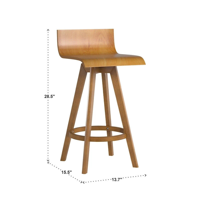 Ellery Drehbarer Holz-Hocker im Mid-Century-Modern-Stil (2er-Set) iNSPIRE Q Modern