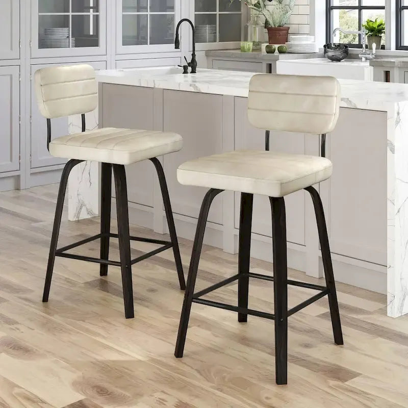 Tabourets de bar pivotants en bois courbé, hauteur comptoir