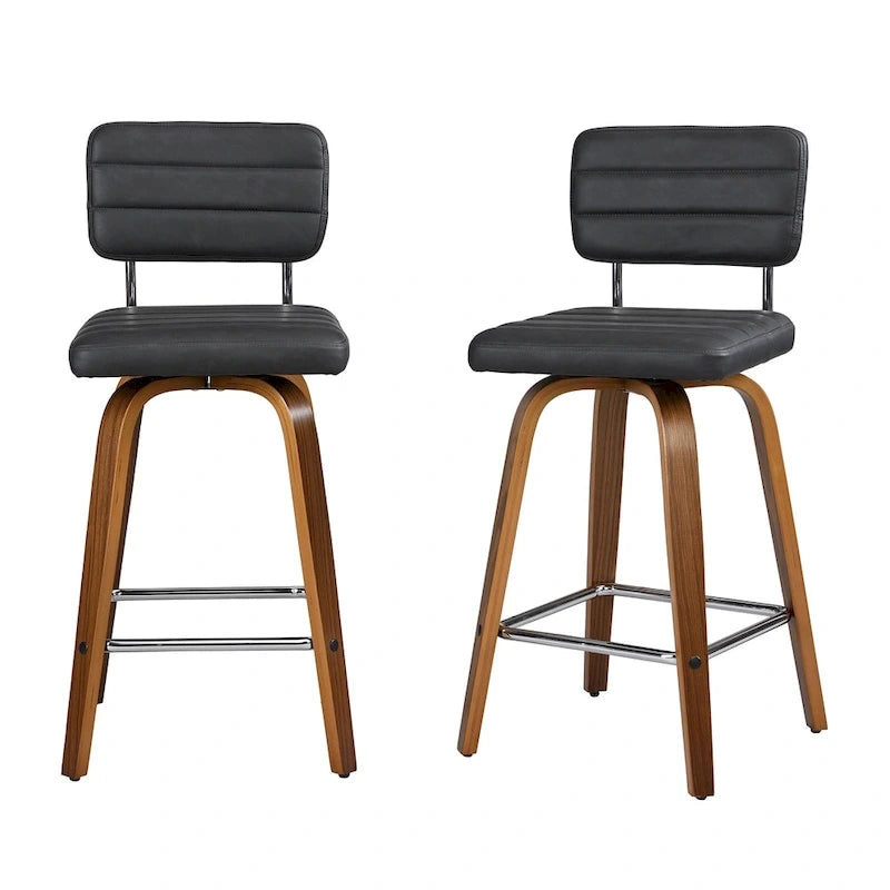 Tabourets de bar pivotants en bois courbé, hauteur comptoir