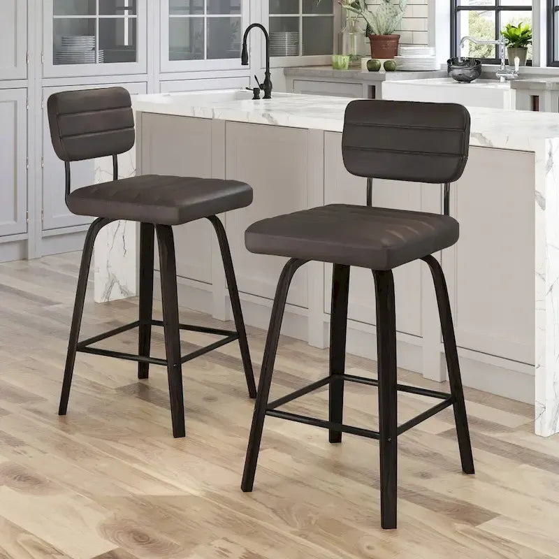 Tabourets de bar pivotants en bois courbé, hauteur comptoir