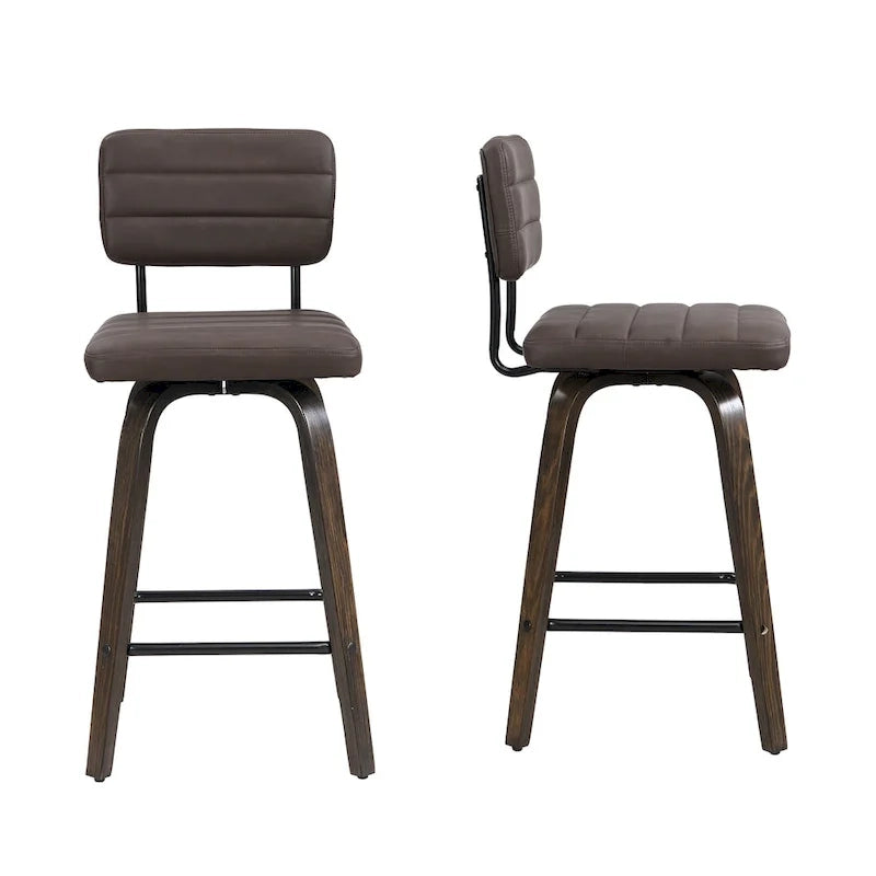 Tabourets de bar pivotants en bois courbé, hauteur comptoir
