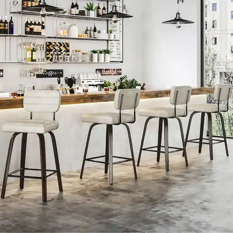 Tabourets de bar pivotants en bois courbé, hauteur comptoir