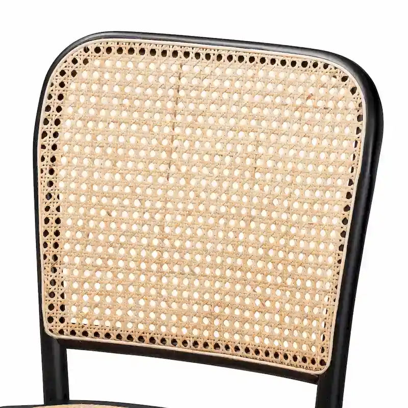 Moderner Rattanstuhl „Vance“ im Mid-Century-Stil mit Flechtmuster und Holz