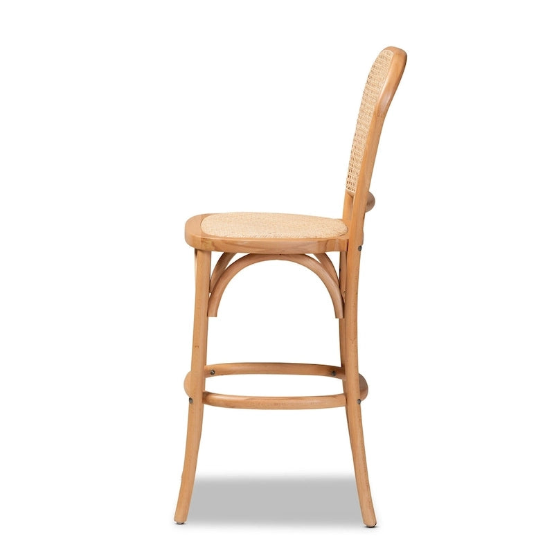 Moderner Rattanstuhl „Vance“ im Mid-Century-Stil mit Flechtmuster und Holz