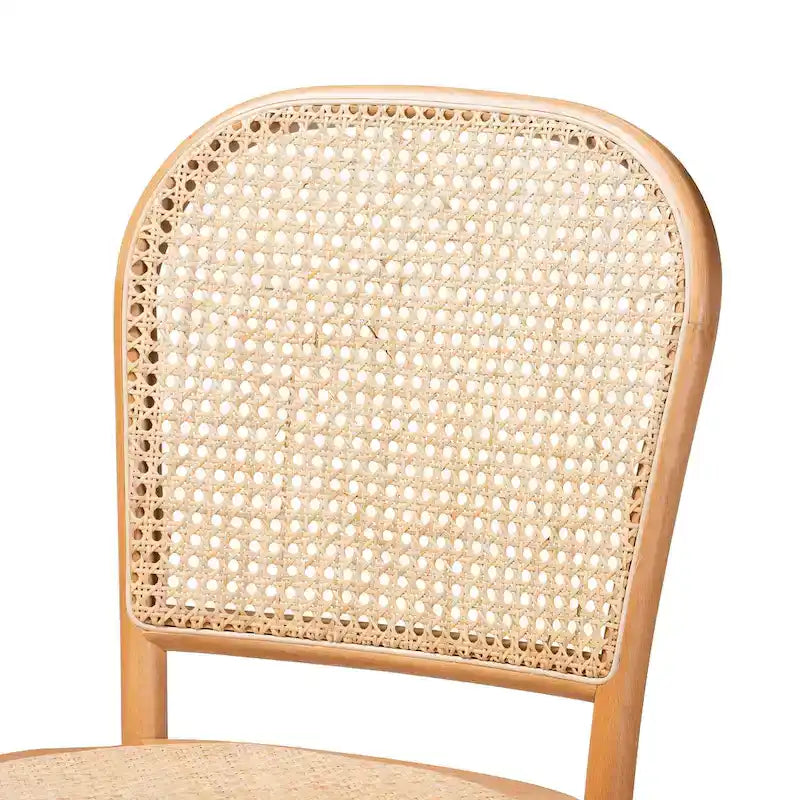 Moderner Rattanstuhl „Vance“ im Mid-Century-Stil mit Flechtmuster und Holz