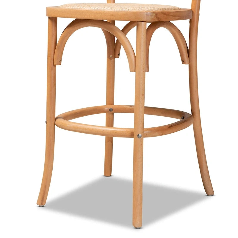 Moderner Rattanstuhl „Vance“ im Mid-Century-Stil mit Flechtmuster und Holz