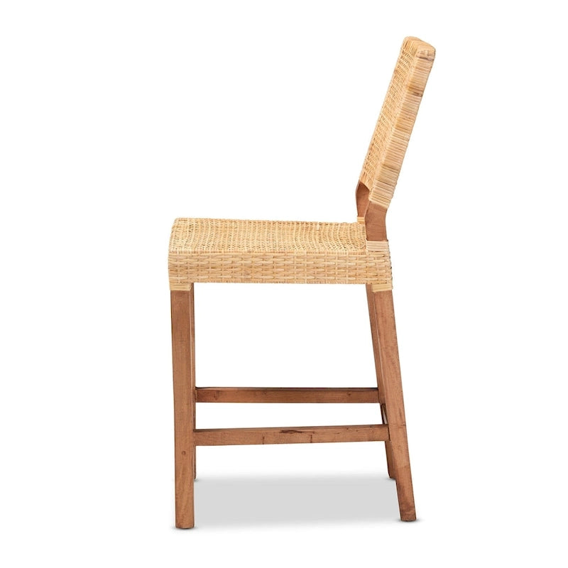 Lesia moderne bohemien barkruk van natuurlijk bruin rotan en hout