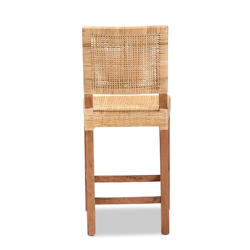 Lesia moderne bohemien barkruk van natuurlijk bruin rotan en hout