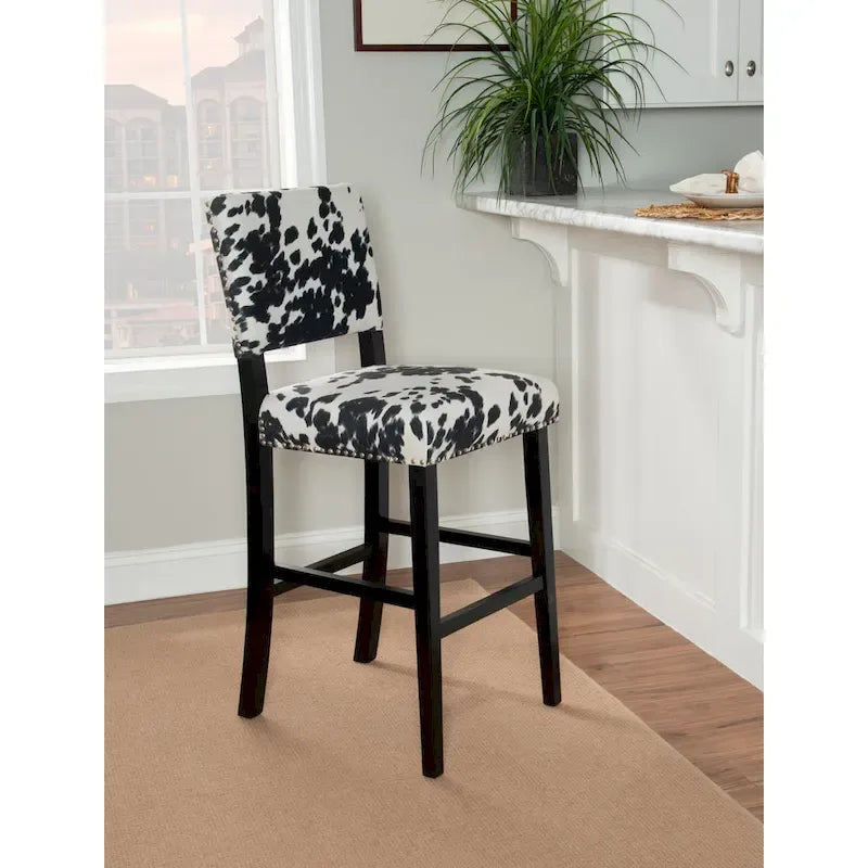 Tabouret de bar noir à imprimé vache Lemont