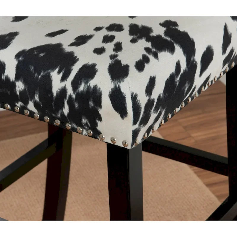 Tabouret de bar noir à imprimé vache Lemont
