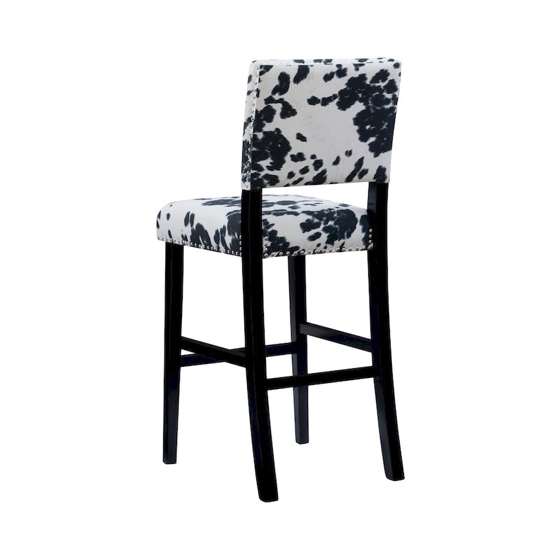Tabouret de bar noir à imprimé vache Lemont