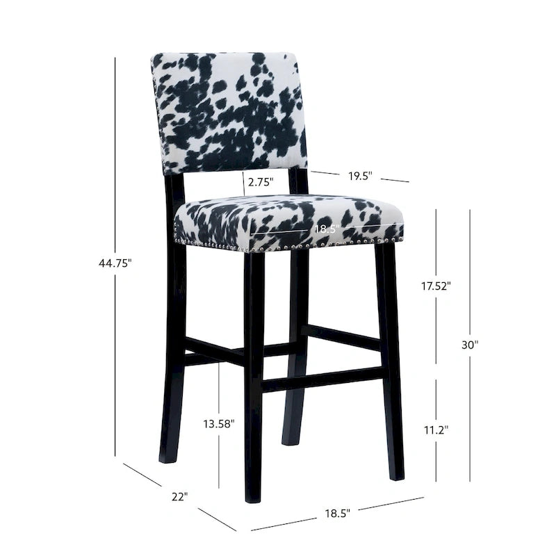 Tabouret de bar noir à imprimé vache Lemont