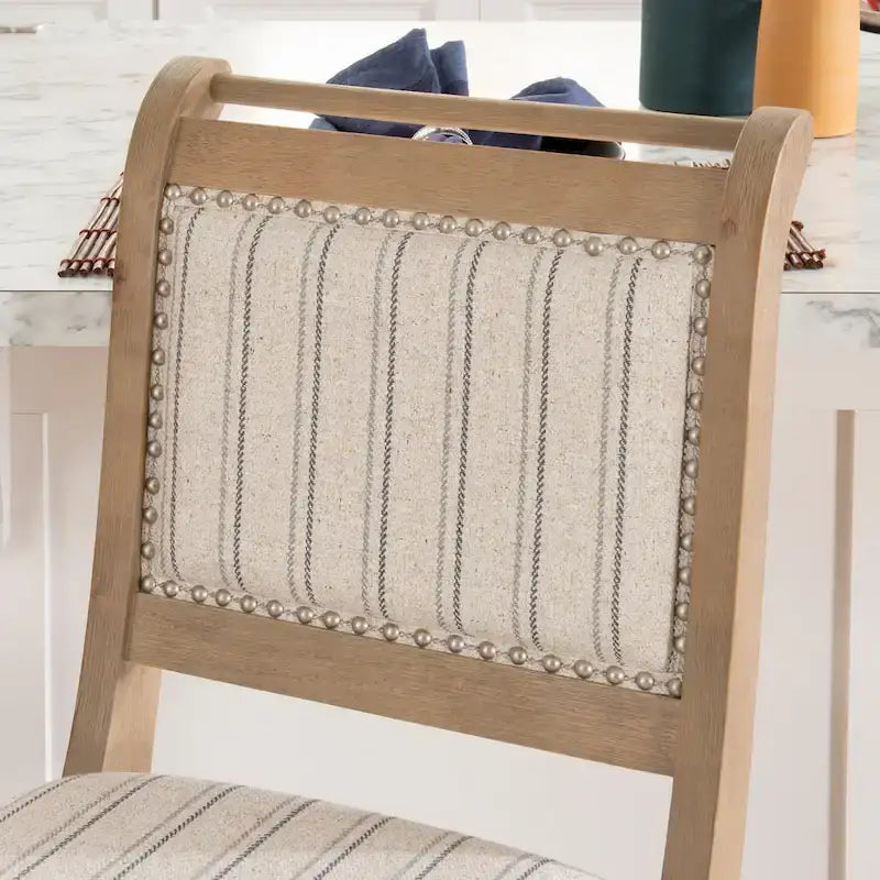 Demi rustieke grijze barkruk van massief hout met strepen, 26 inch