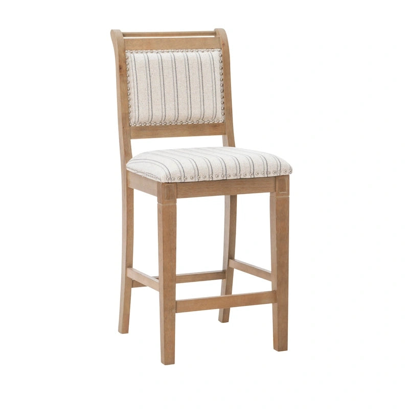 Demi rustieke grijze barkruk van massief hout met strepen, 26 inch