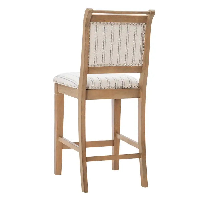 Demi rustieke grijze barkruk van massief hout met strepen, 26 inch