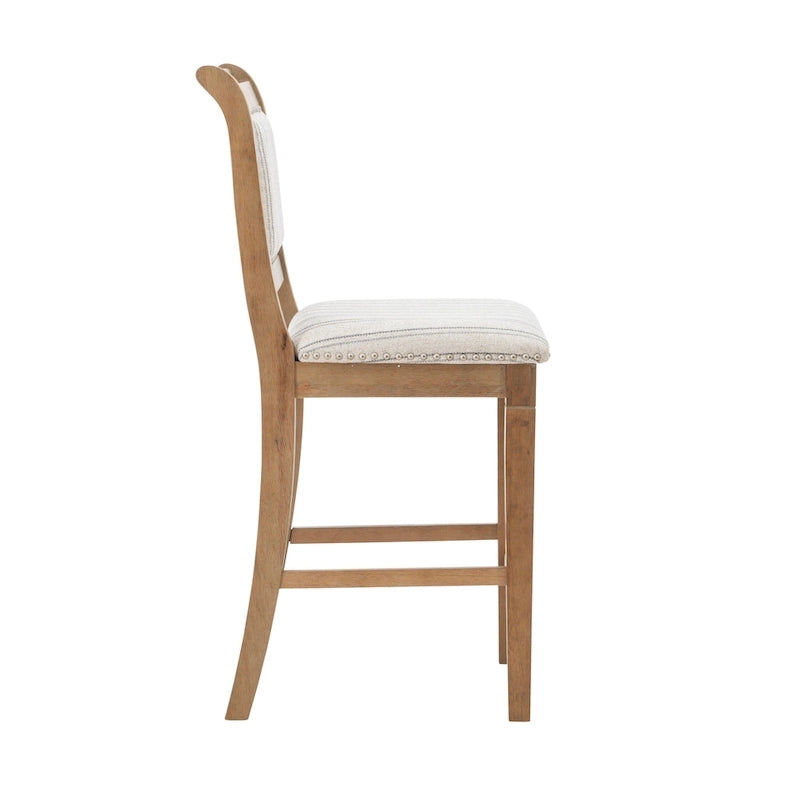 Demi rustieke grijze barkruk van massief hout met strepen, 26 inch