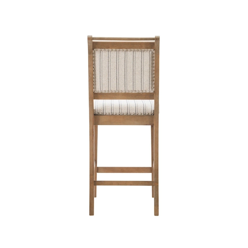 Demi rustieke grijze barkruk van massief hout met strepen, 26 inch