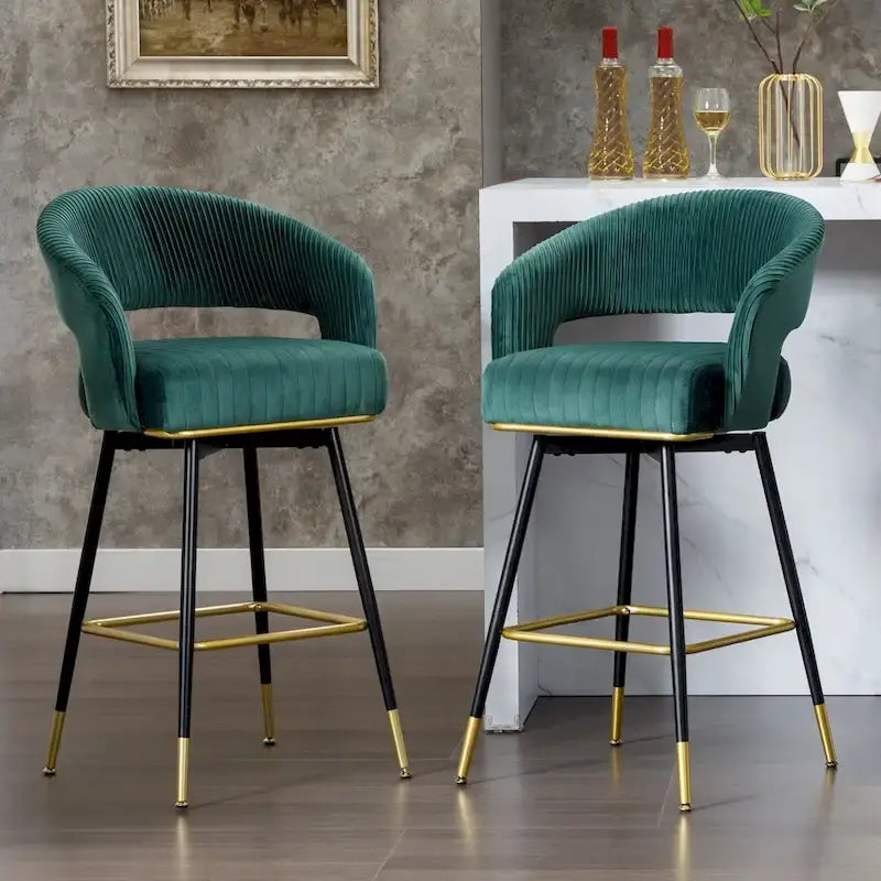 Ensemble de 2 tabourets de bar pivotants rembourrés en velours Hausfame avec dossiers - 22.2 in. W X 21.5 in. D X 40 in. H