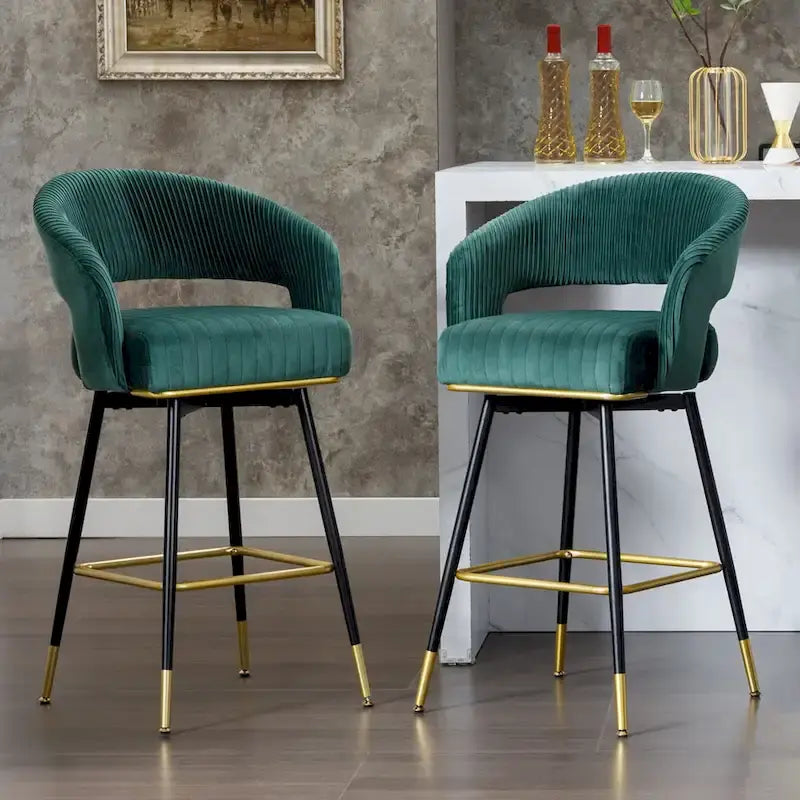 Ensemble de 2 tabourets de bar pivotants rembourrés en velours Hausfame avec dossiers - 22.2 in. W X 21.5 in. D X 40 in. H