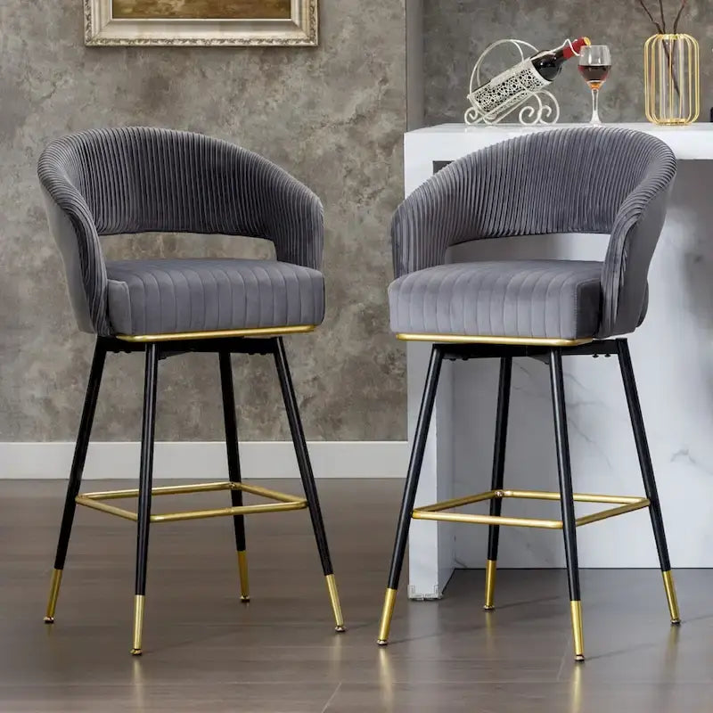 Ensemble de 2 tabourets de bar pivotants rembourrés en velours Hausfame avec dossiers - 22.2 in. W X 21.5 in. D X 40 in. H