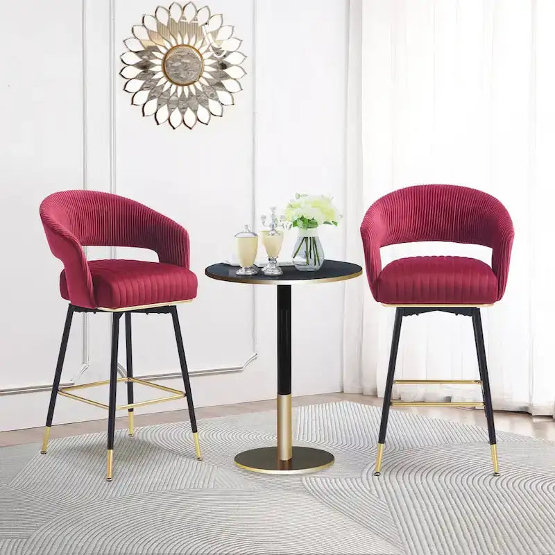 Ensemble de 2 tabourets de bar pivotants rembourrés en velours Hausfame avec dossiers - 22.2 in. W X 21.5 in. D X 40 in. H