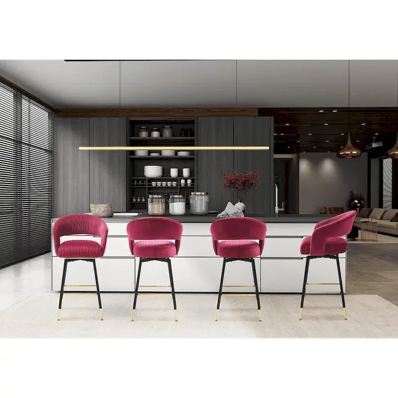 Ensemble de 2 tabourets de bar pivotants rembourrés en velours Hausfame avec dossiers - 22.2 in. W X 21.5 in. D X 40 in. H