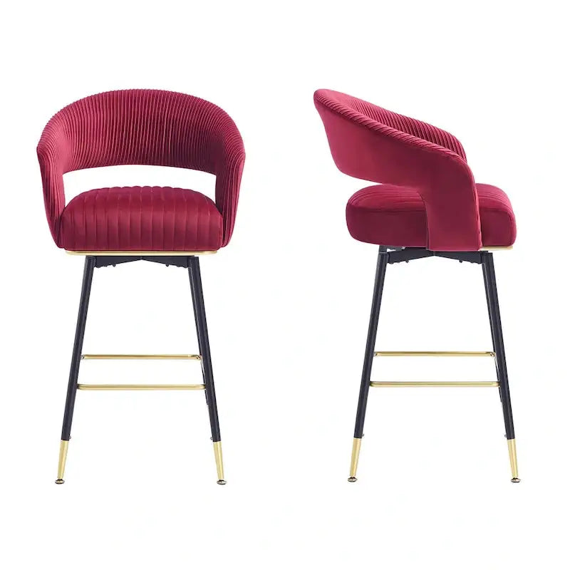 Ensemble de 2 tabourets de bar pivotants rembourrés en velours Hausfame avec dossiers - 22.2 in. W X 21.5 in. D X 40 in. H