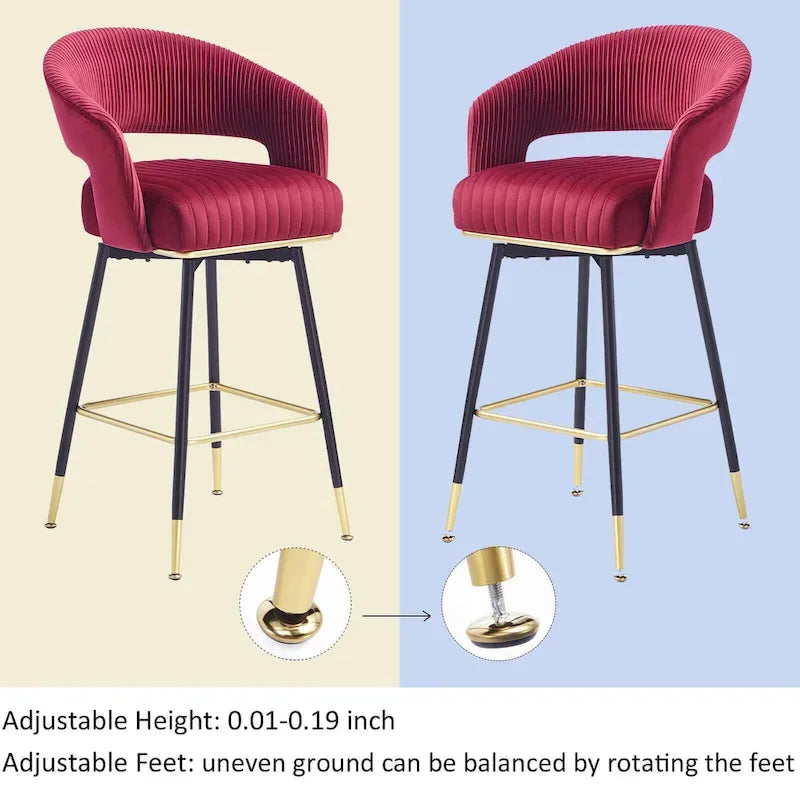 Ensemble de 2 tabourets de bar pivotants rembourrés en velours Hausfame avec dossiers - 22.2 in. W X 21.5 in. D X 40 in. H