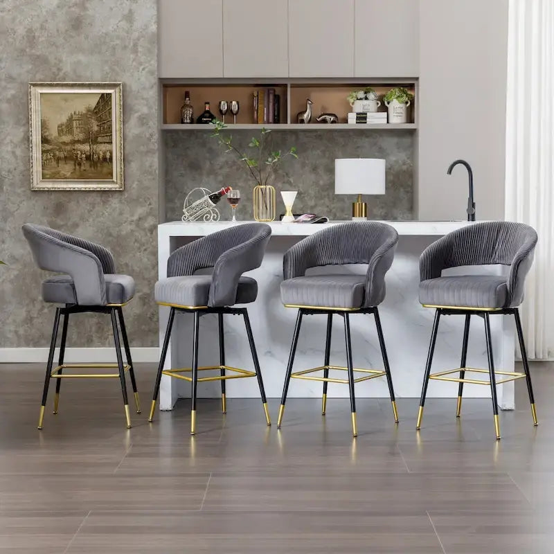 Ensemble de 2 tabourets de bar pivotants rembourrés en velours Hausfame avec dossiers - 22.2 in. W X 21.5 in. D X 40 in. H