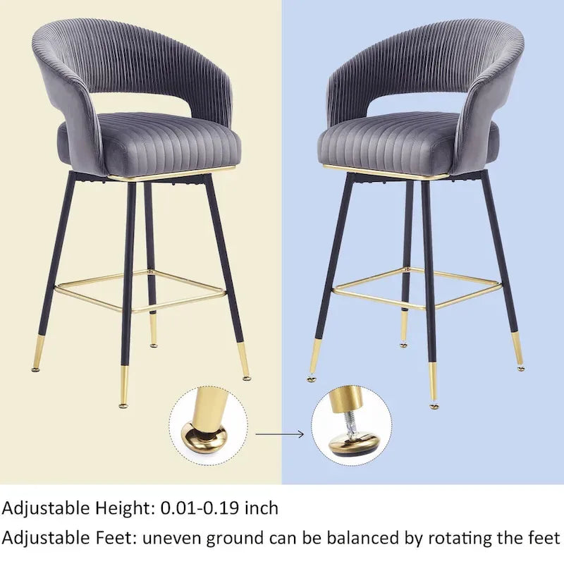 Ensemble de 2 tabourets de bar pivotants rembourrés en velours Hausfame avec dossiers - 22.2 in. W X 21.5 in. D X 40 in. H
