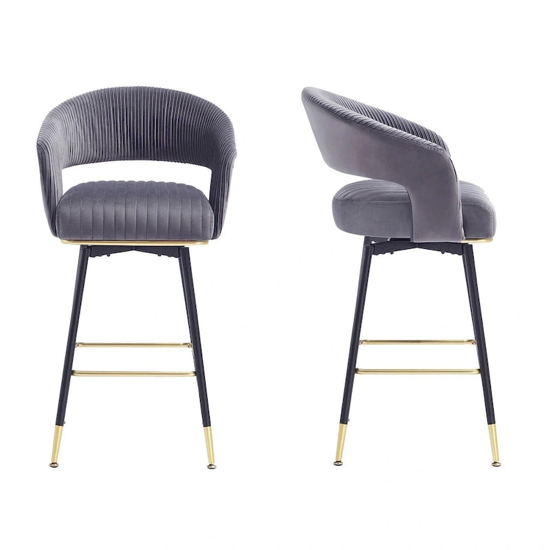 Ensemble de 2 tabourets de bar pivotants rembourrés en velours Hausfame avec dossiers - 22.2 in. W X 21.5 in. D X 40 in. H