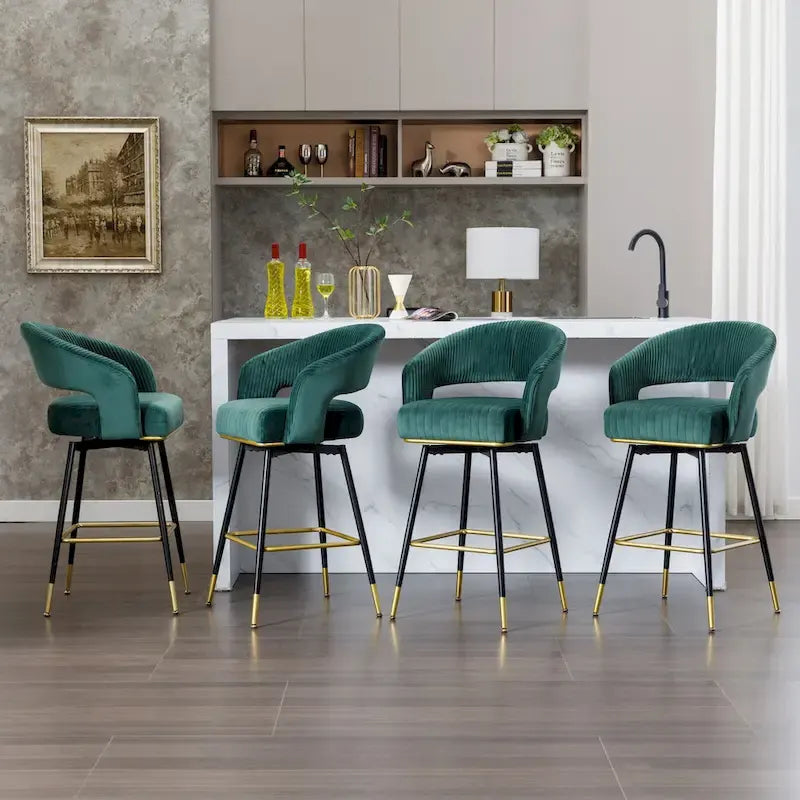 Ensemble de 2 tabourets de bar pivotants rembourrés en velours Hausfame avec dossiers - 22.2 in. W X 21.5 in. D X 40 in. H