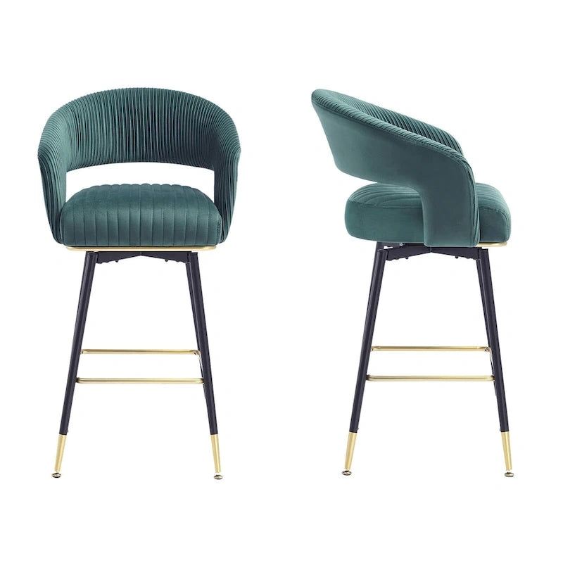 Ensemble de 2 tabourets de bar pivotants rembourrés en velours Hausfame avec dossiers - 22.2 in. W X 21.5 in. D X 40 in. H