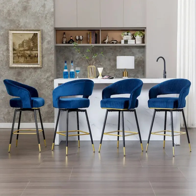 Ensemble de 2 tabourets de bar pivotants rembourrés en velours Hausfame avec dossiers - 22.2 in. W X 21.5 in. D X 40 in. H