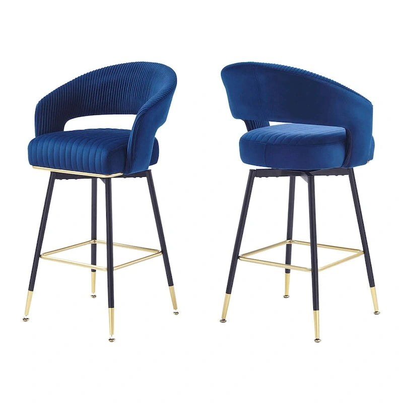 Ensemble de 2 tabourets de bar pivotants rembourrés en velours Hausfame avec dossiers - 22.2 in. W X 21.5 in. D X 40 in. H