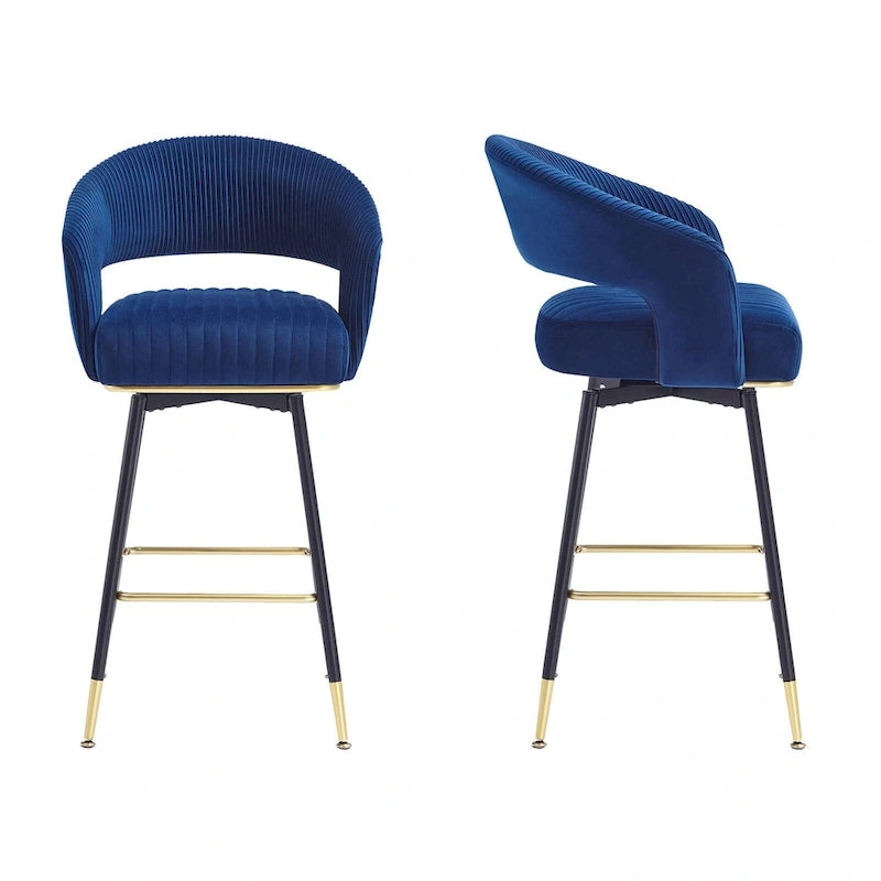 Ensemble de 2 tabourets de bar pivotants rembourrés en velours Hausfame avec dossiers - 22.2 in. W X 21.5 in. D X 40 in. H