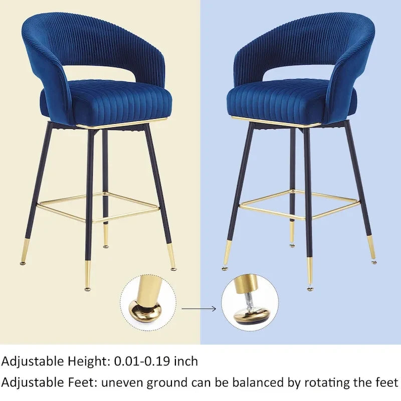 Ensemble de 2 tabourets de bar pivotants rembourrés en velours Hausfame avec dossiers - 22.2 in. W X 21.5 in. D X 40 in. H