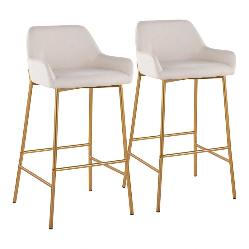 Silver Orchid Galotti Gold Fixed-Height Upholstered Bar Stool - Set of 2