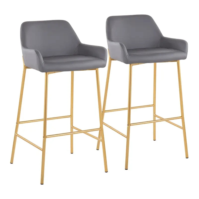 Silver Orchid Galotti Gold Fixed-Height Upholstered Bar Stool - Set of 2