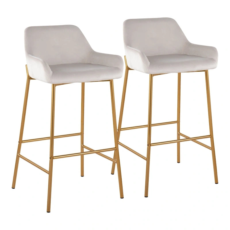 Silver Orchid Galotti Gold Fixed-Height Upholstered Bar Stool - Set of 2