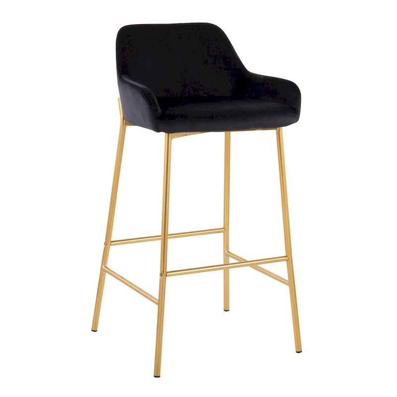 Silver Orchid Galotti Gold Fixed-Height Upholstered Bar Stool - Set of 2