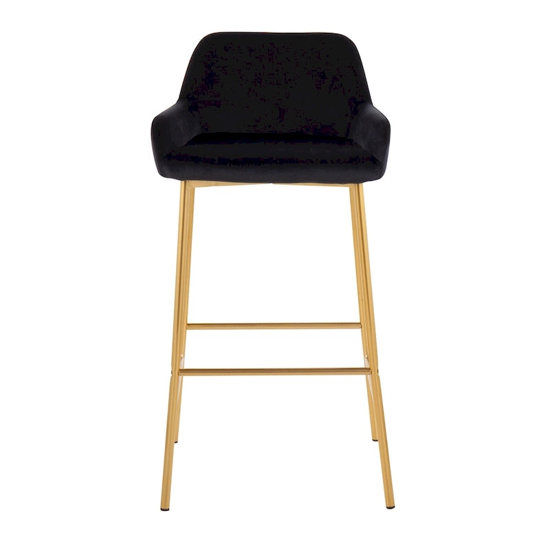 Silver Orchid Galotti Gold Fixed-Height Upholstered Bar Stool - Set of 2