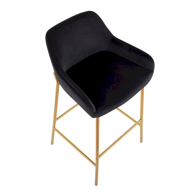 Silver Orchid Galotti Gold Fixed-Height Upholstered Bar Stool - Set of 2