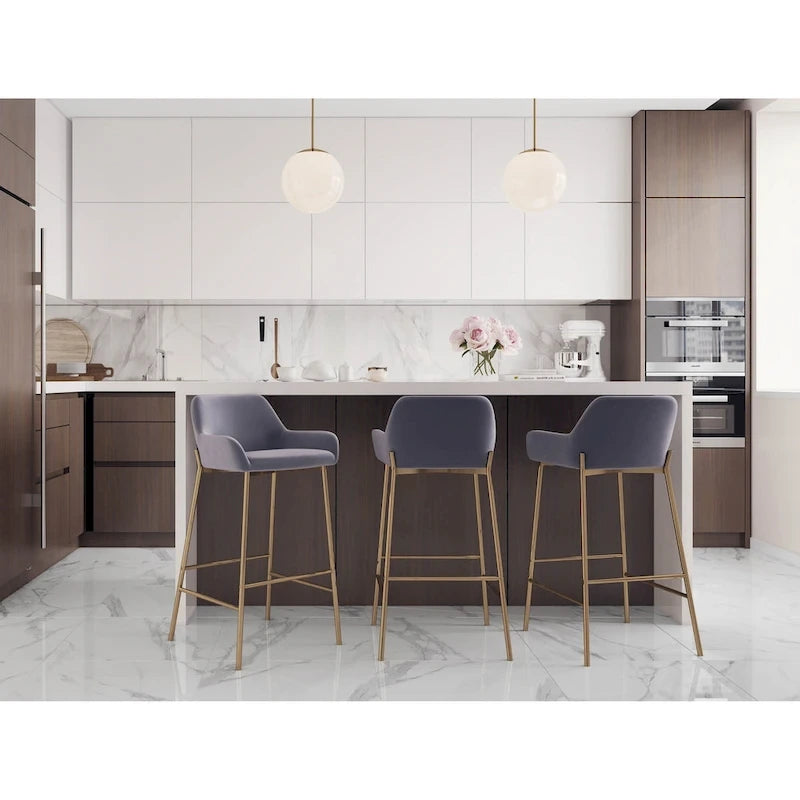 Silver Orchid Galotti Gold Fixed-Height Upholstered Bar Stool - Set of 2